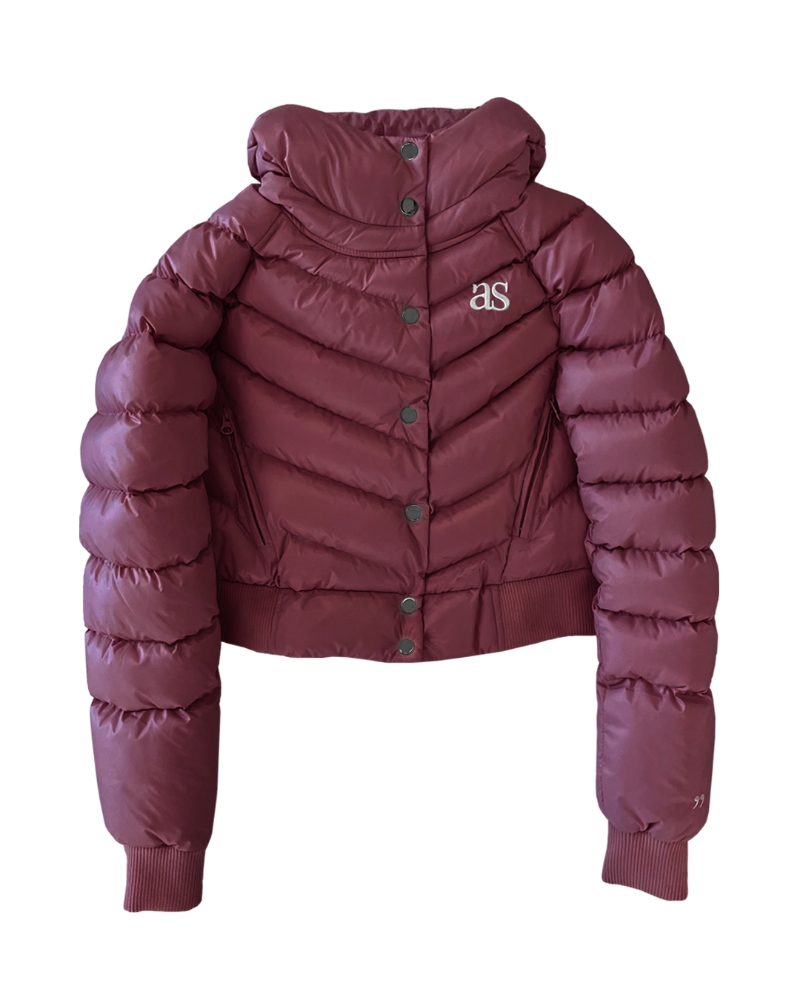 as&quot;on short Puffer jacket (Wine)