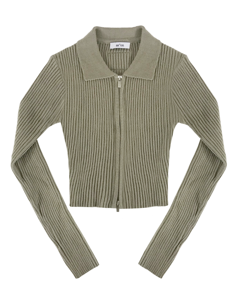 as”on Keith knit zip-up (Khaki-beige)