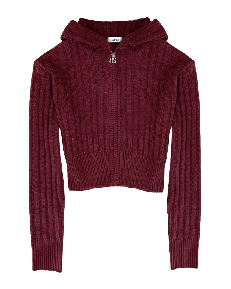 as”on Nadia knit zip-up (Wine)